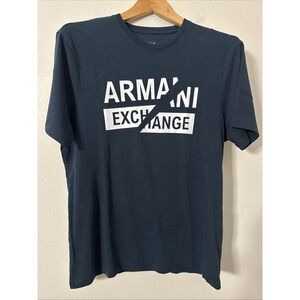 ARMANI EXCHANGE Graphic Blue Short Sleeve Reg Fit Designer T-shirt Size Medium